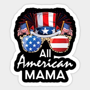 All American Mama 4th of July USA America Flag Sunglasses Sticker